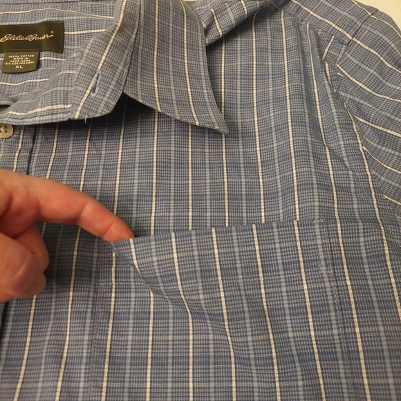 Eddie Bauer Blue White Plaid Button Up Long Sleeve Business Casual Size XLarge - Picture 9 of 10